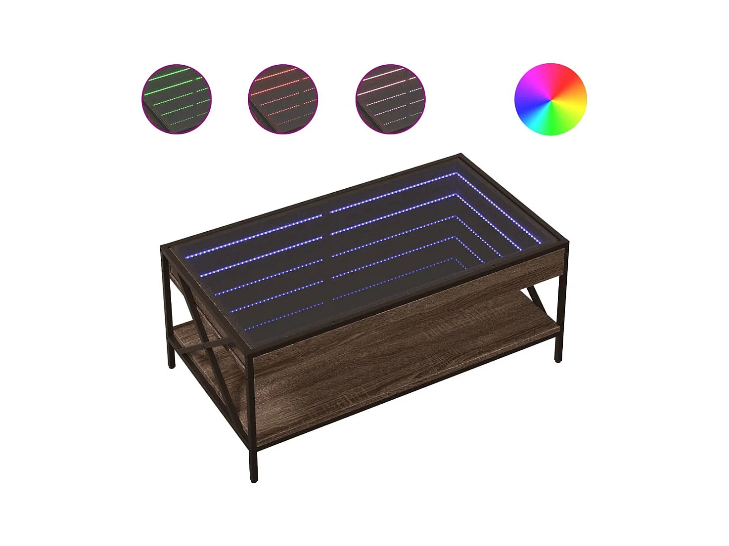Table basse salon-Table d'appoint avec LED Infinity chêne marron 90x50x38 cm SHL36162