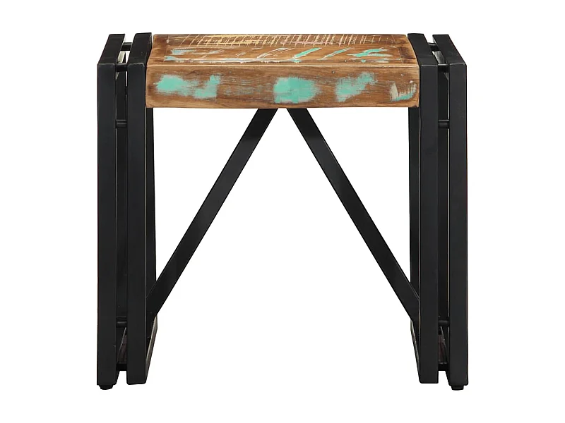 Mesa de centro | Mesa de apoio multicor 40x40x35 cm madeira maciça recuperada