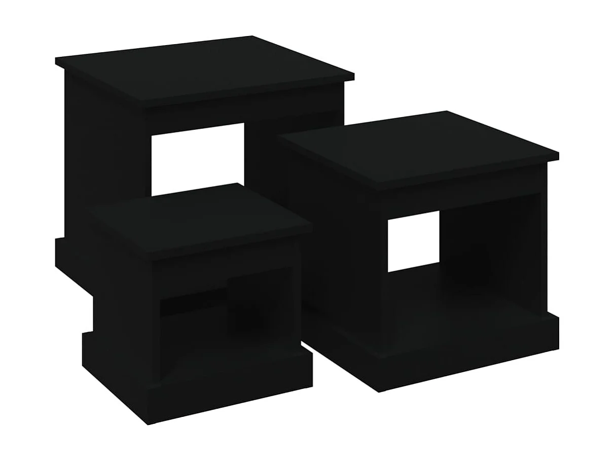 Tables basses 3 pièces noir bois d'ingénierie SHL71557