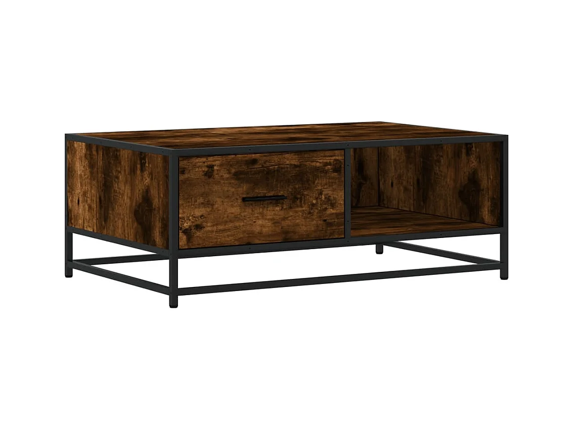 Mesa de centro | Mesa de apoio 90x57x35 cm deriv. madeira/metal carvalho fumado