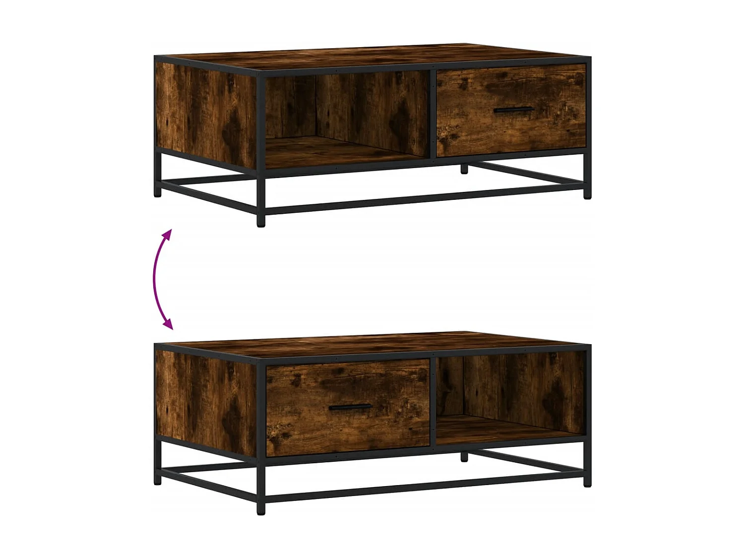 Table basse salon-Table d'appoint chêne fumé 90x57x35 cm bois d'ingénierie et métal SHL86023