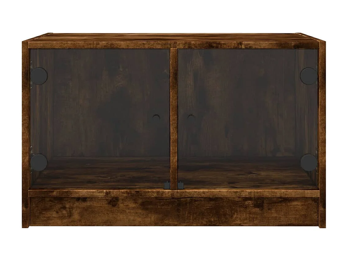 Mesa de centro-Mesa auxiliar de acero inoxidable plateado y madera maciza SHL389531