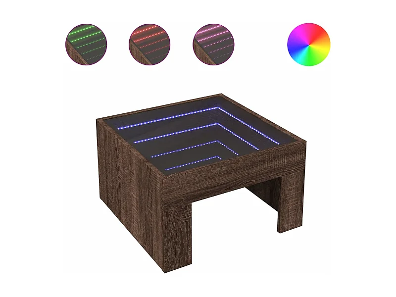 Couchtisch mit Infinity-LED | Beistelltische | Sofatisch Braun Eichen-Optik 50x50x30 cm SHL55395