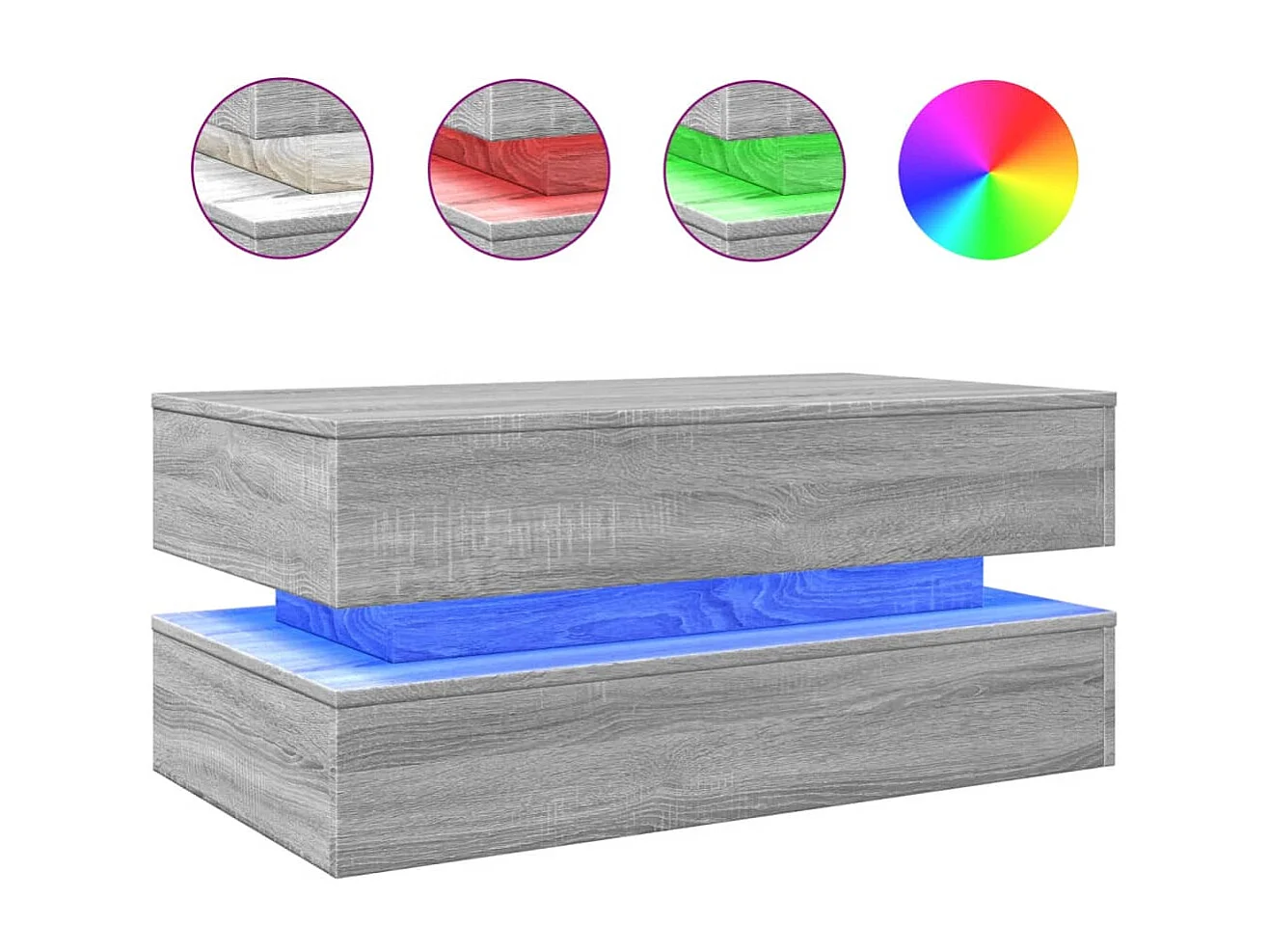 Couchtisch mit LED-Leuchten-Beistelltische-Sofatisch Grau Sonoma 90x50x40 cm SHL95404