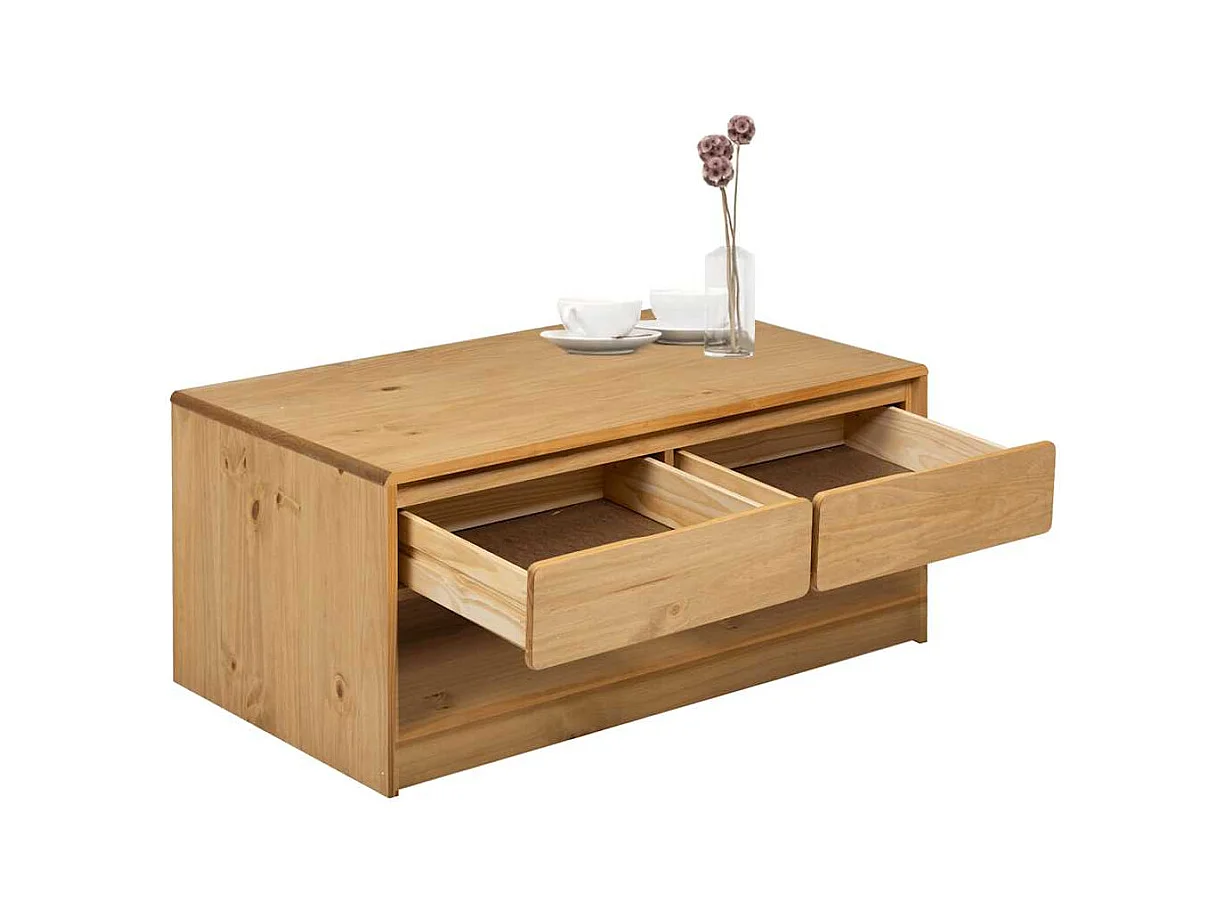 Table basse salon-Table d'appoint Design élégant SAUDA chêne 99x55x45 cm bois de pin massif SHL35366