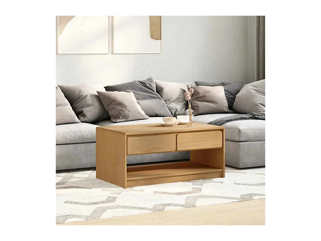 Table basse salon-Table d'appoint Design élégant SAUDA chêne 99x55x45 cm bois de pin massif SHL35366