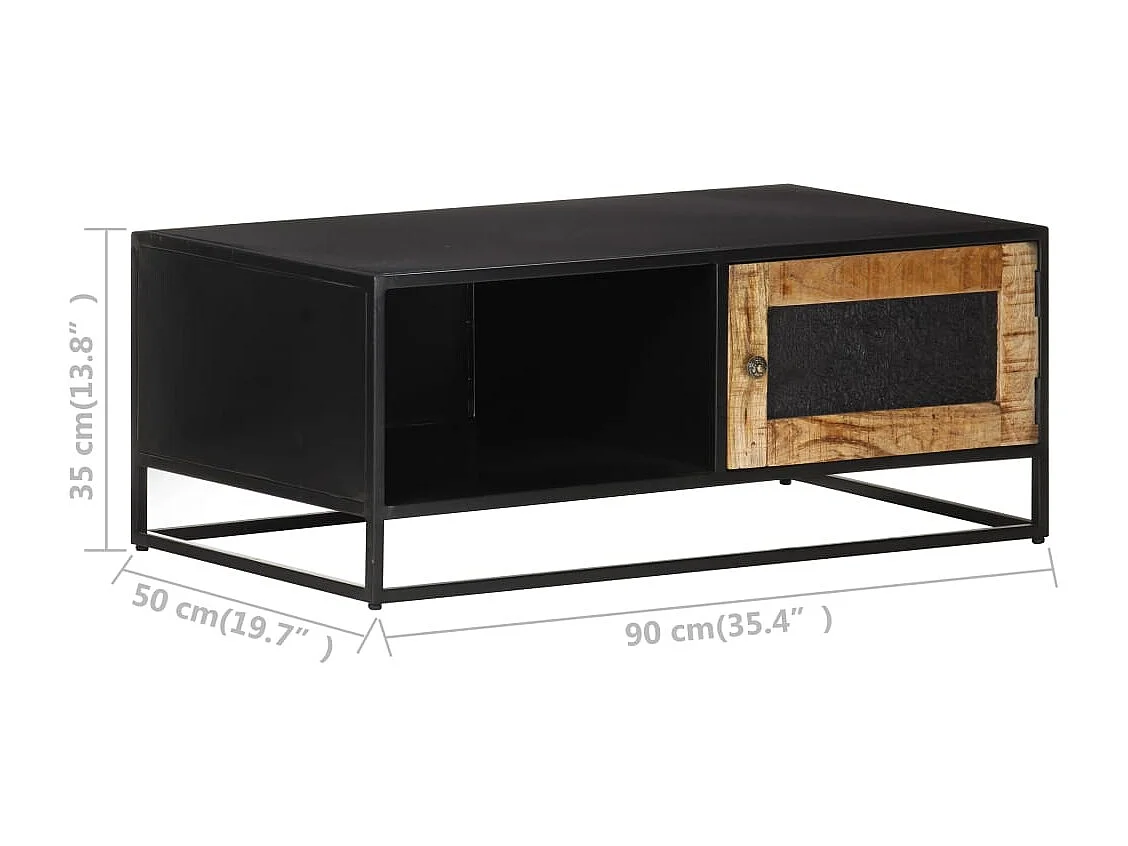 Table basse salon-Table d'appoint 90x50x35 cm Bois de manguier brut SHL39917