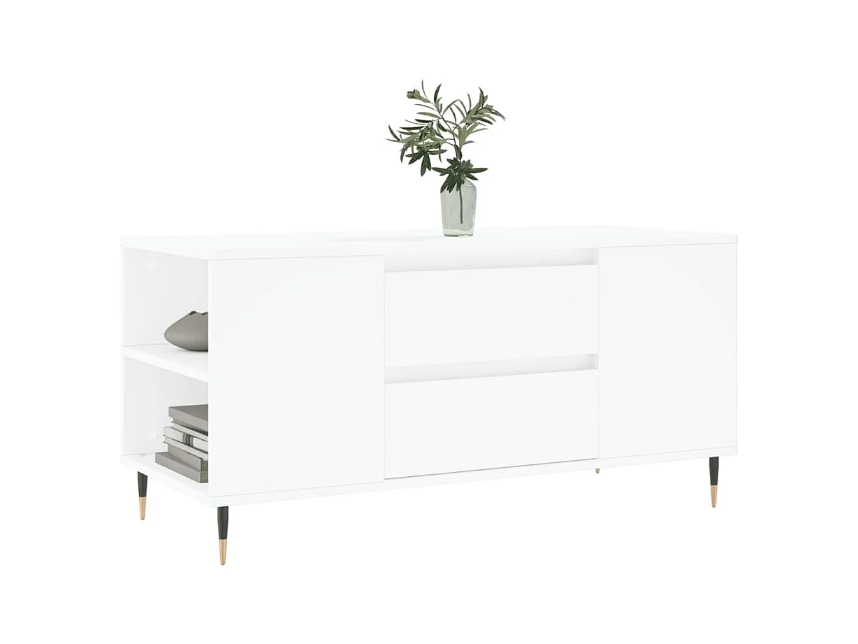 Table basse salon-Table d'appoint blanc 102x44,5x50 cm bois d'ingénierie SHL64783