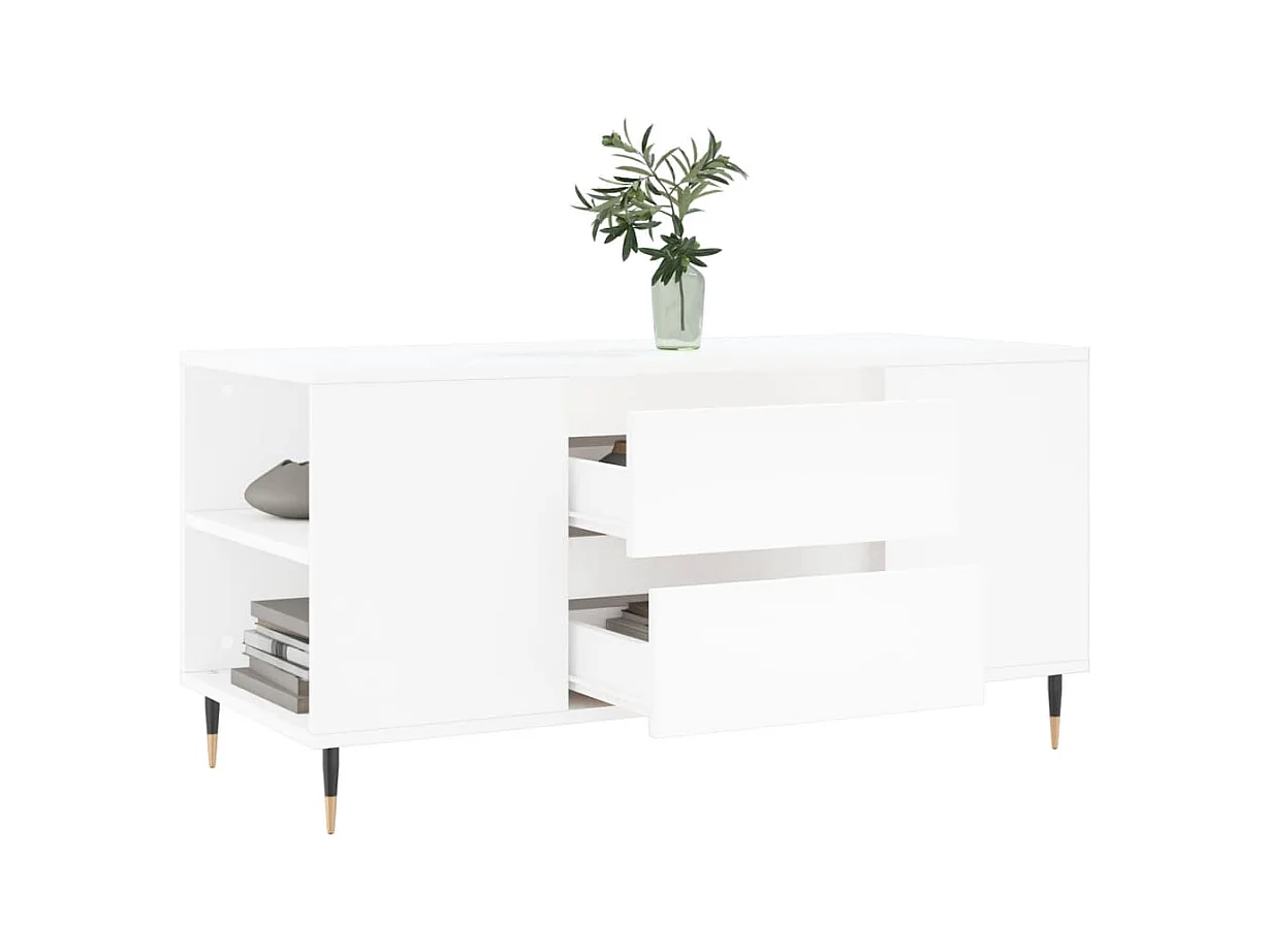 Table basse salon-Table d'appoint blanc 102x44,5x50 cm bois d'ingénierie SHL64783