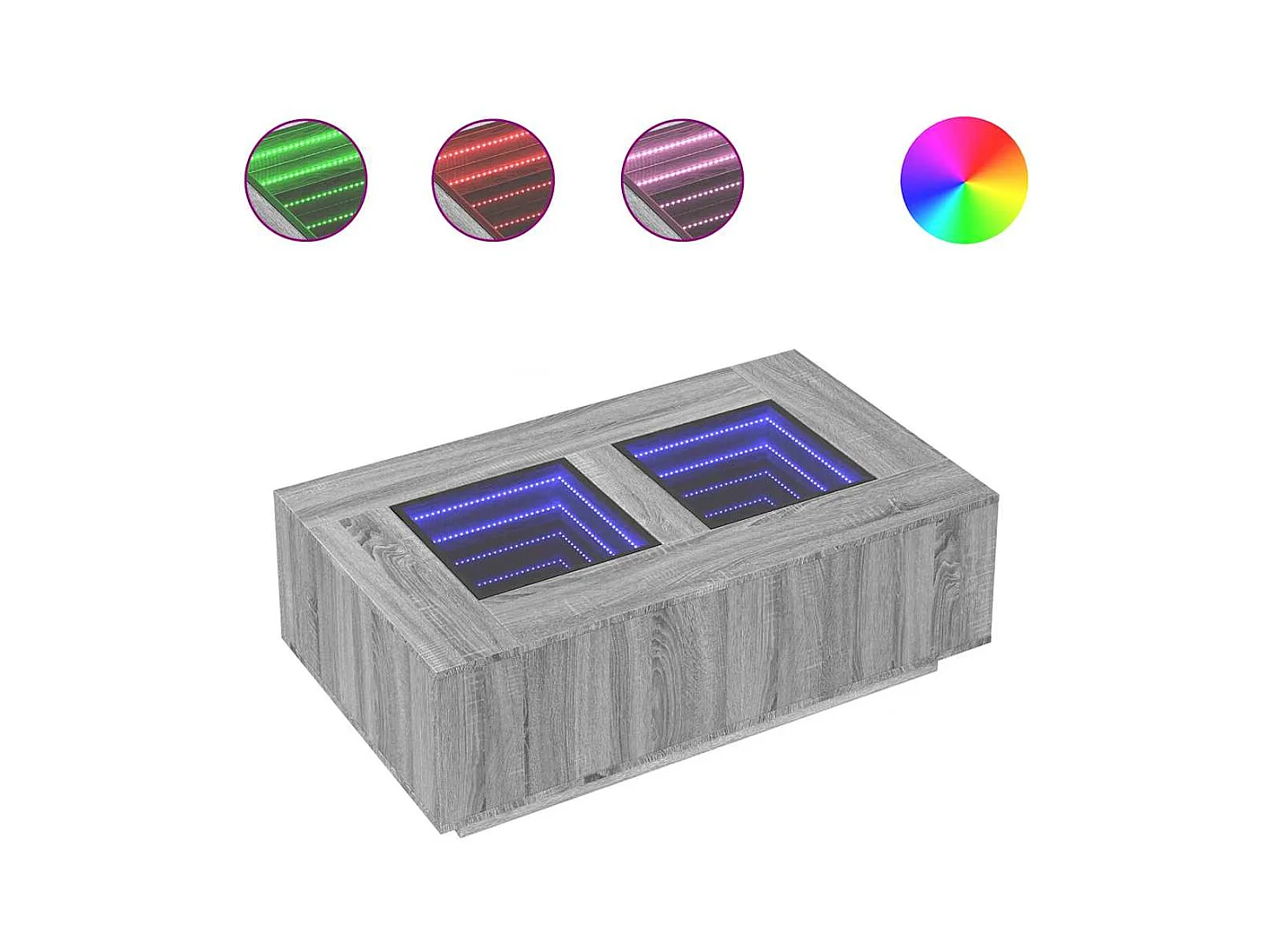 Table basse salon-Table d'appoint avec LED infini sonoma gris 116x69x40 cm SHL76271