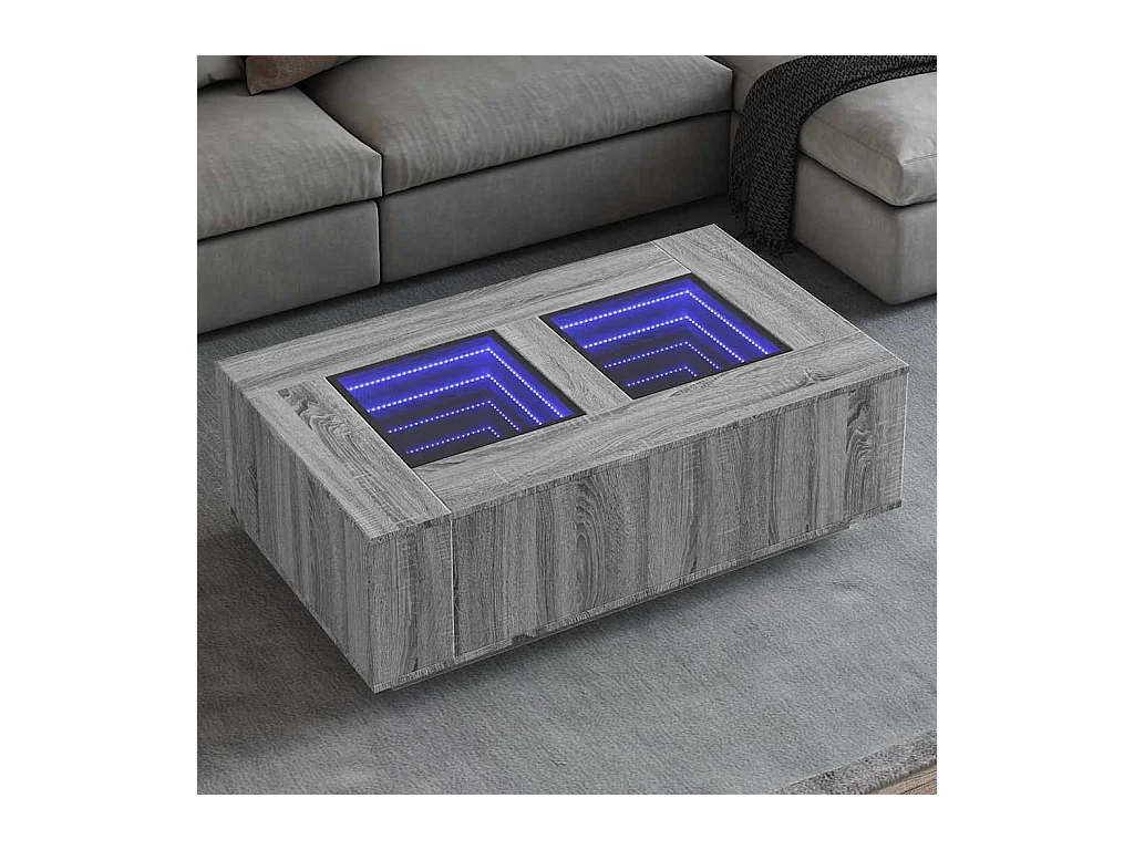 Table basse salon-Table d'appoint avec LED infini sonoma gris 116x69x40 cm SHL76271