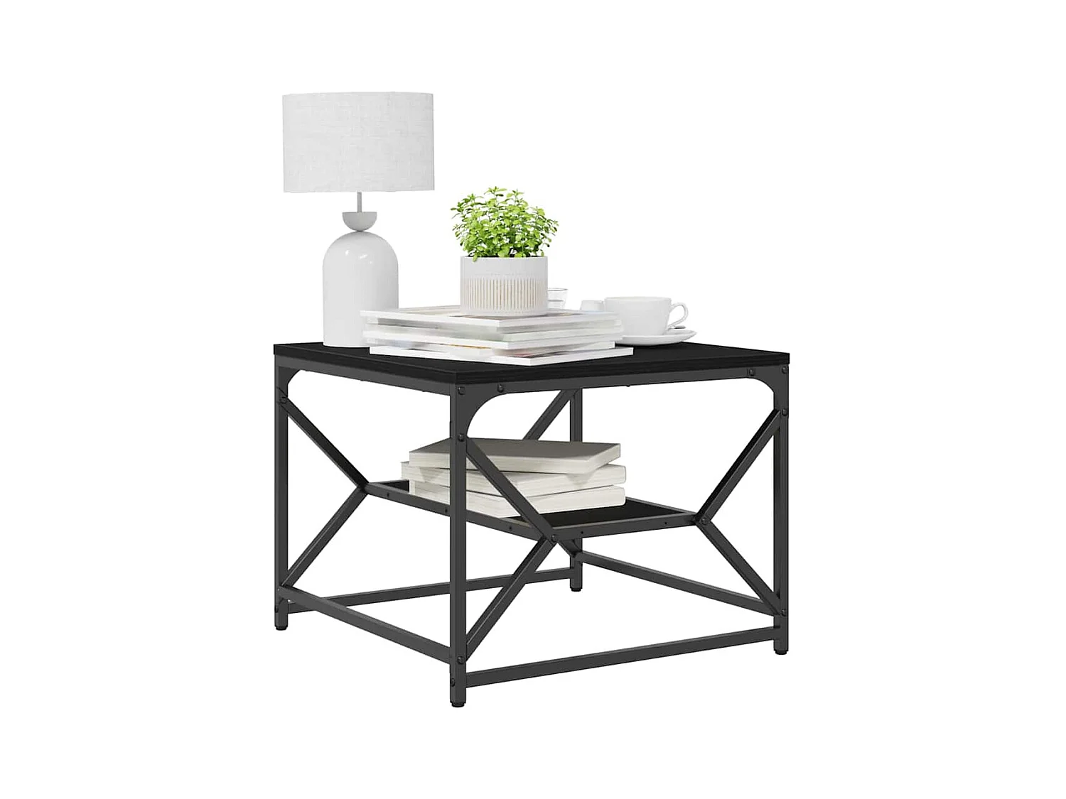 Mesa de centro-Mesa auxiliar-Mesita de centro madera de ingeniería blanco 79x49x41 cm SHL3363