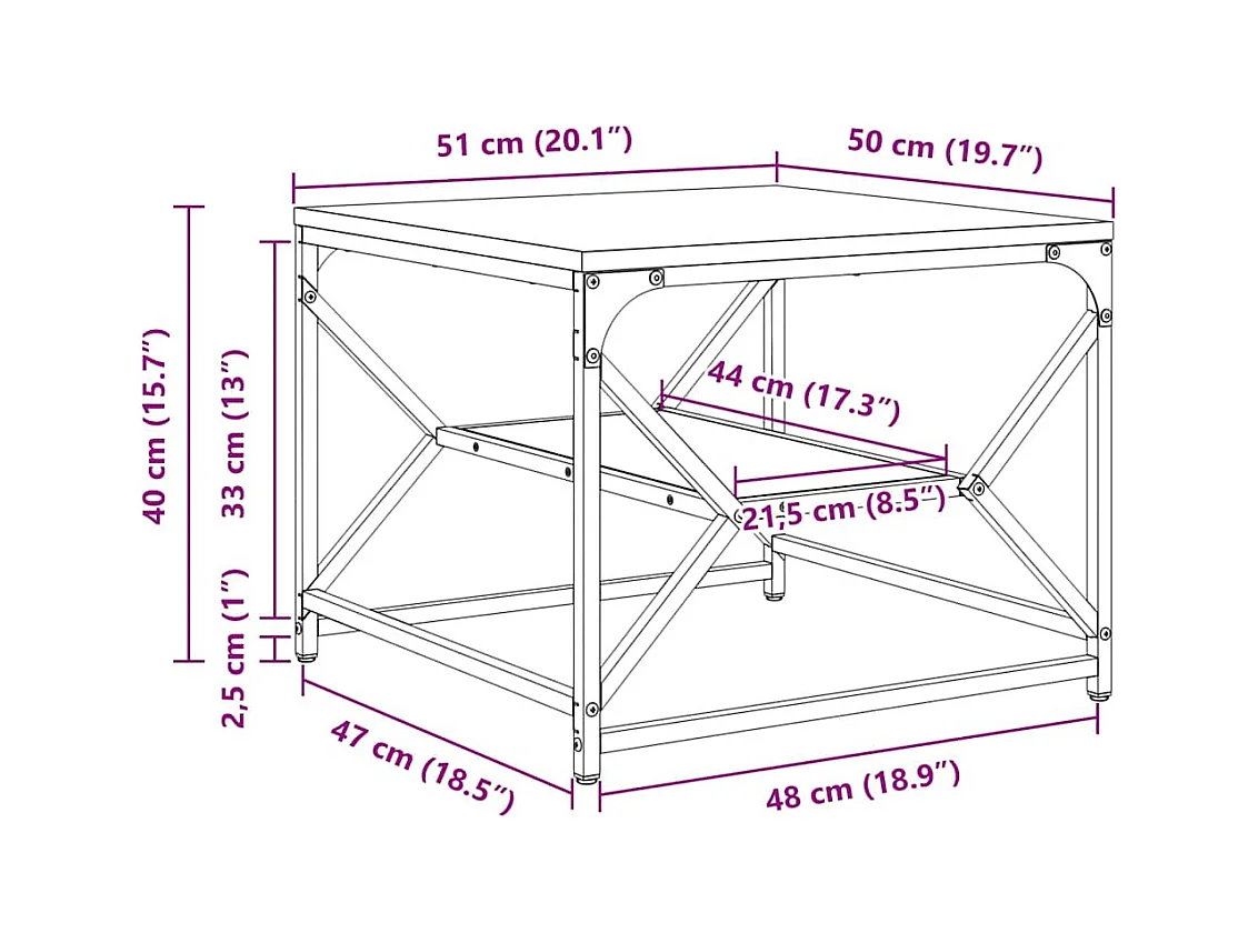 Mesa de centro-Mesa auxiliar-Mesita de centro madera de ingeniería blanco 79x49x41 cm SHL3363