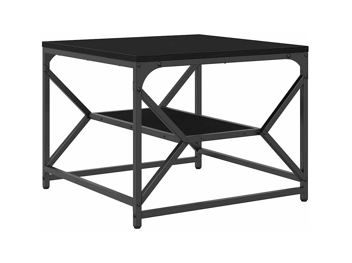 Table basse salon-Table d'appoint en chêne noir avec étagère 51x50x40 cm Bois d'ingénierie SHL50897