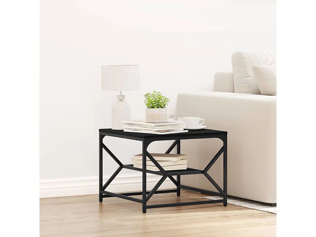 Couchtisch-Wohnzimmertisch-Beistelltische Schwarz Eichen-Optik 51x50x40 cm SHL92748