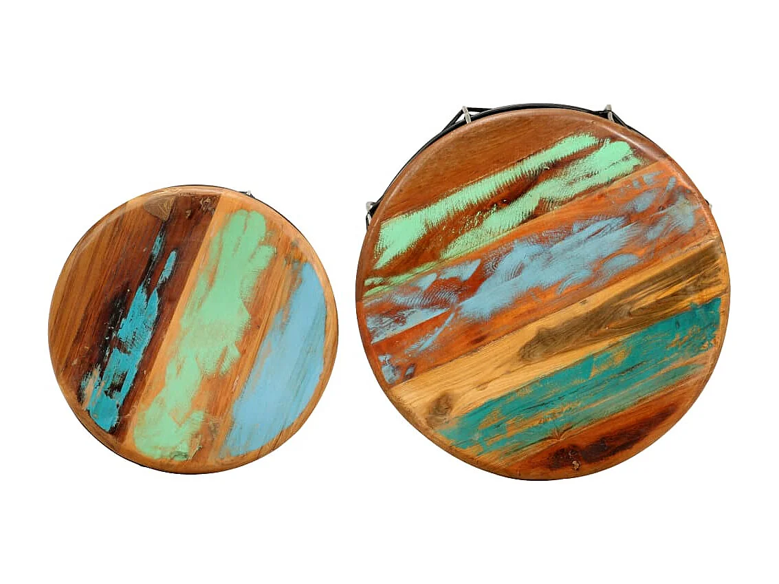 Couchtisch 2er Set-Sofatisch-Beistelltische Altholz Massiv SHL99499