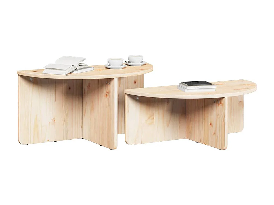 Tables basses salon-Tables d'appoint 2 pièces Naturel 79x39.5x40 cm Bois de pin massif SHL95953