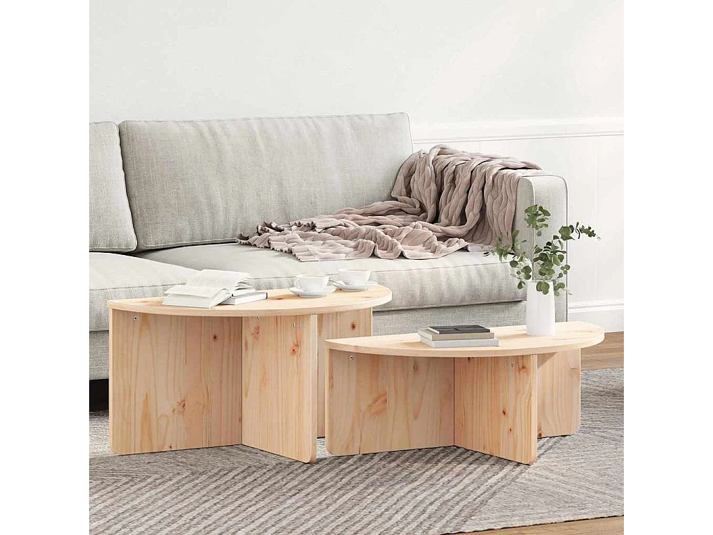 Tables basses salon-Tables d'appoint 2 pièces Naturel 79x39.5x40 cm Bois de pin massif SHL95953