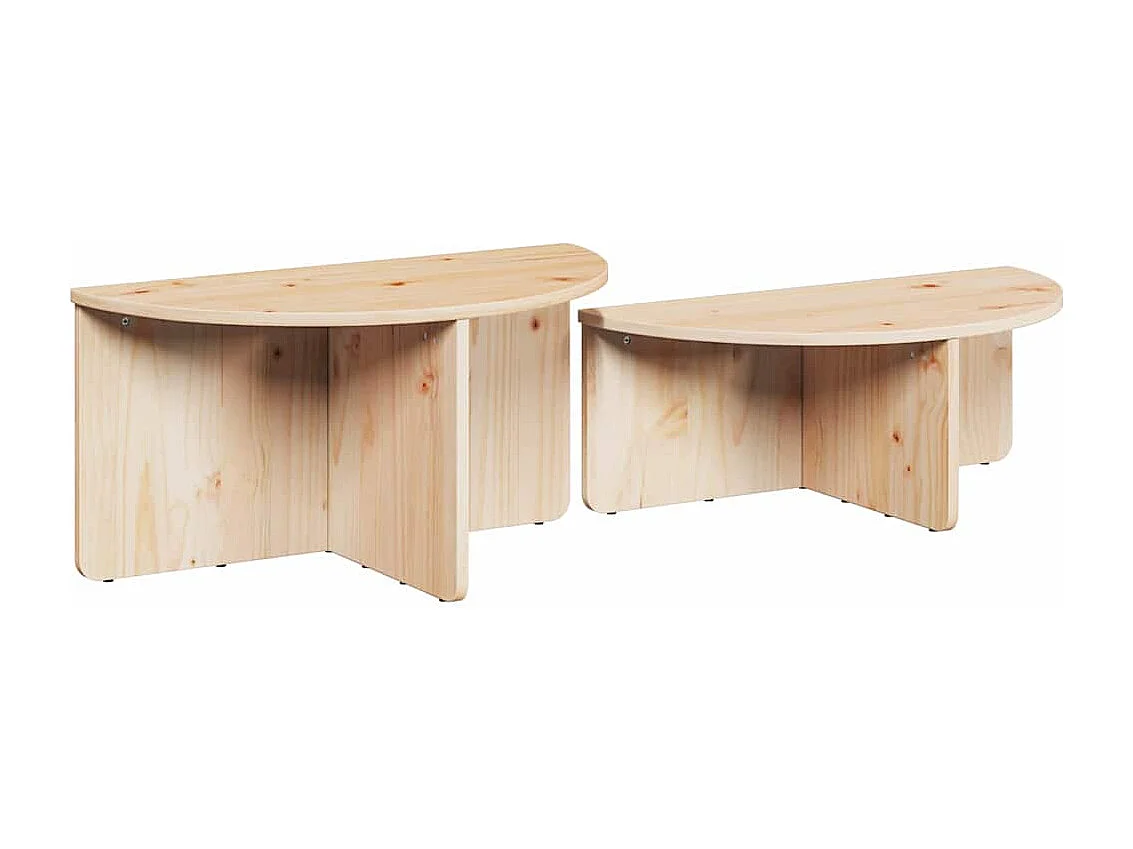 Tables basses salon-Tables d'appoint 2 pièces Naturel 79x39.5x40 cm Bois de pin massif SHL95953