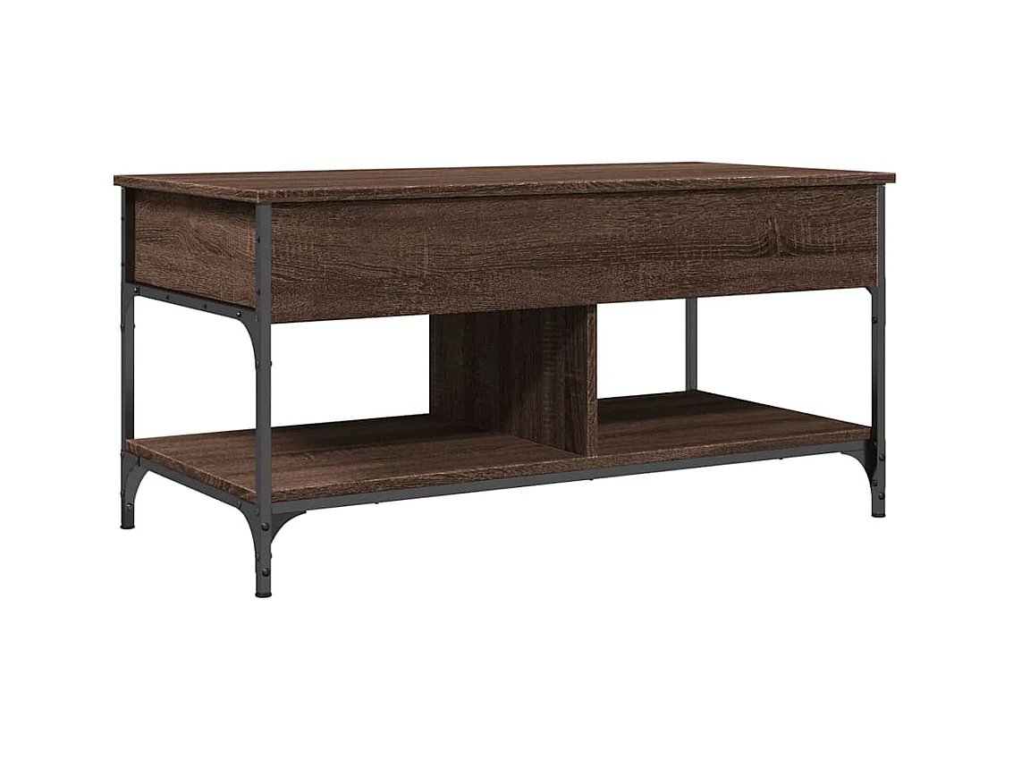 Table basse salon-Table d'appoint chêne marron 100x50x50cm bois d'ingénierie et métal SHL13926