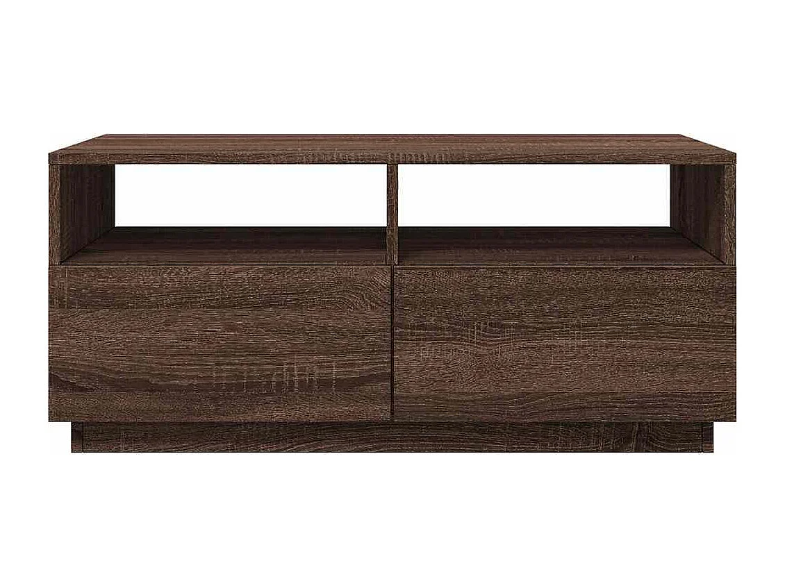 Table basse salon-Table d'appoint avec lumières LED chêne marron 90x49x40 cm SHL75055