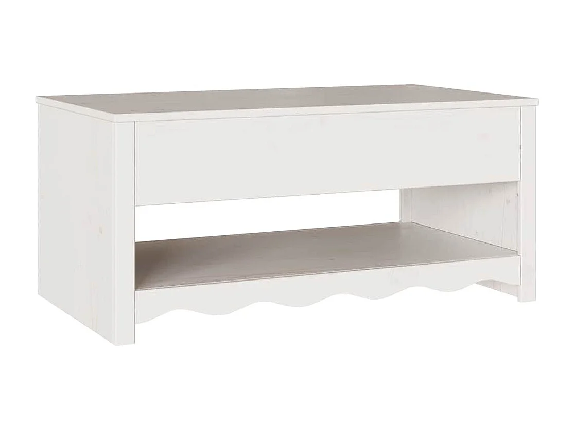 Couchtisch-Wohnzimmertisch-Beistelltische Drammen Weiß 99x55x45 cm Massivholz Kiefer SHL13831