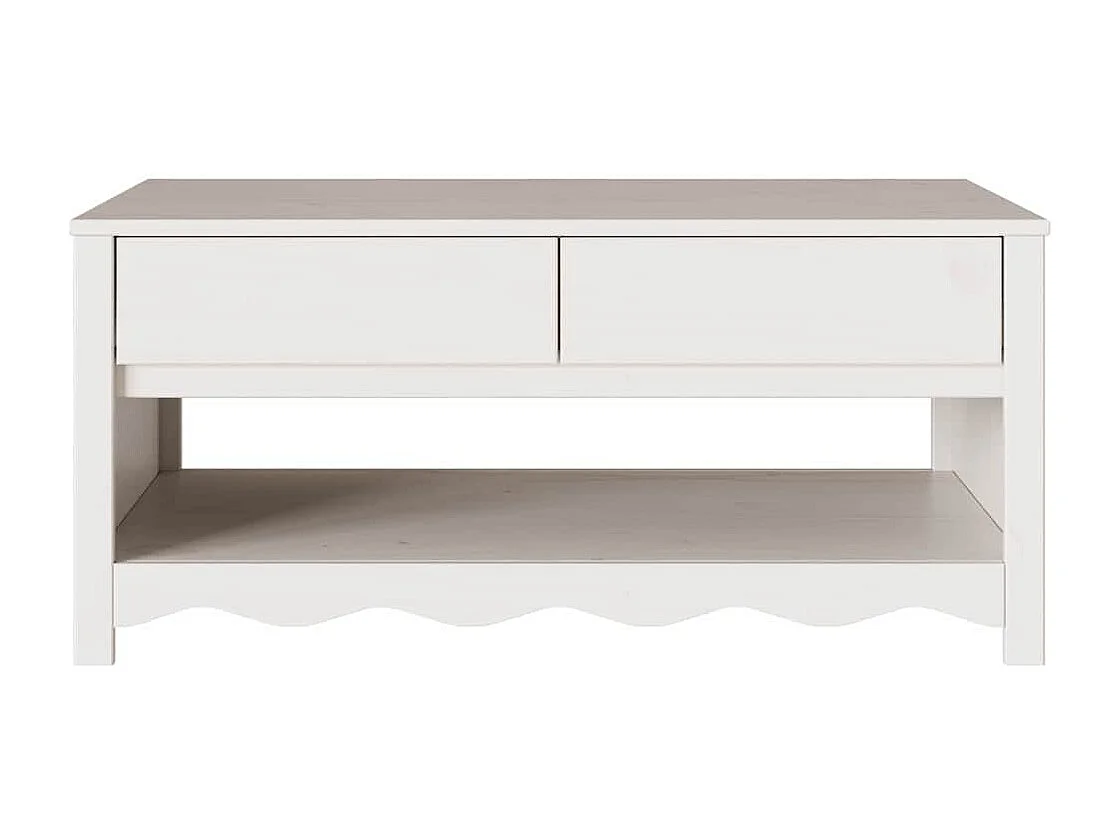 Couchtisch-Wohnzimmertisch-Beistelltische Drammen Weiß 99x55x45 cm Massivholz Kiefer SHL13831