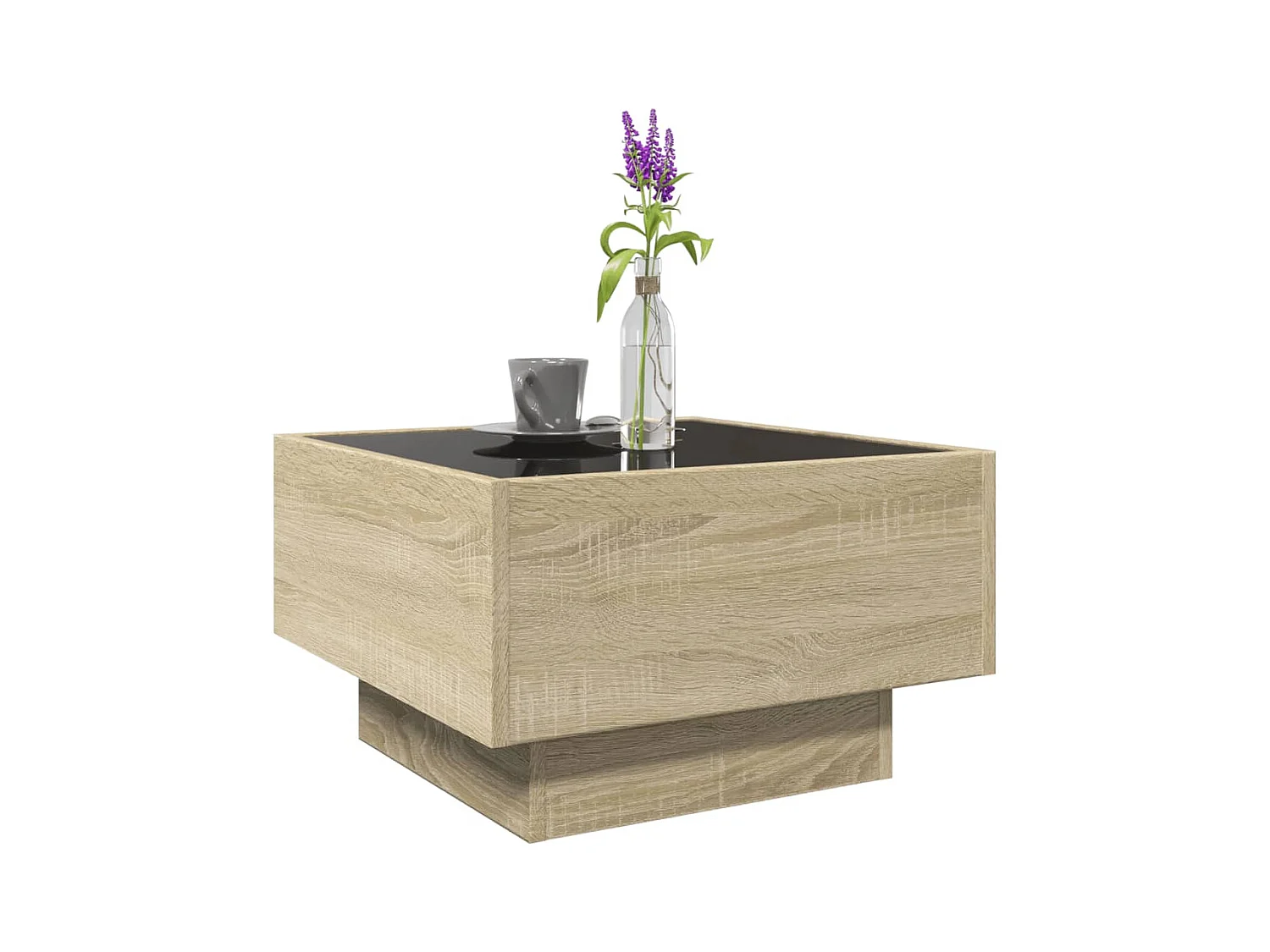 Mesa de centro-Mesa auxiliar madera contrachapada gris hormigón 50x50x35 cm SHL3201
