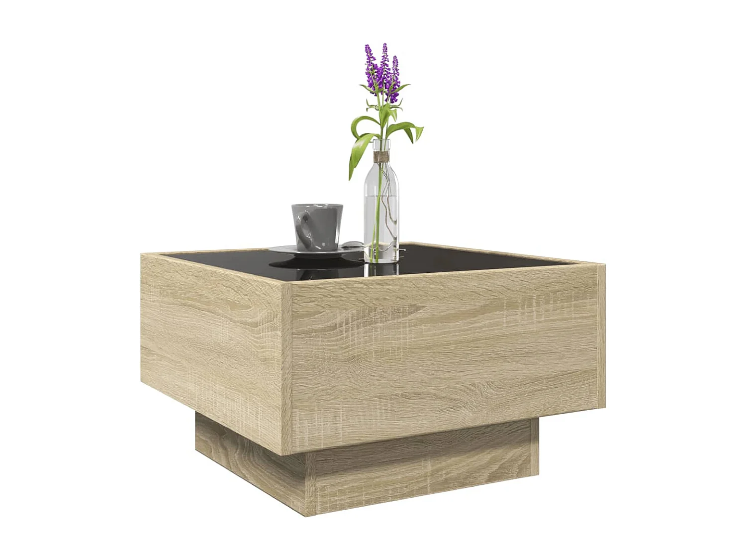 LED Couchtisch-Beistelltische-Sofatisch Sonoma Eiche 50x50x30 cm Holzwerkstoff SHL93839