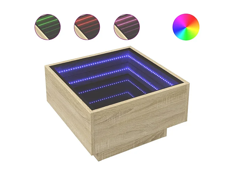 LED Couchtisch-Beistelltische-Sofatisch Sonoma Eiche 50x50x30 cm Holzwerkstoff SHL93839