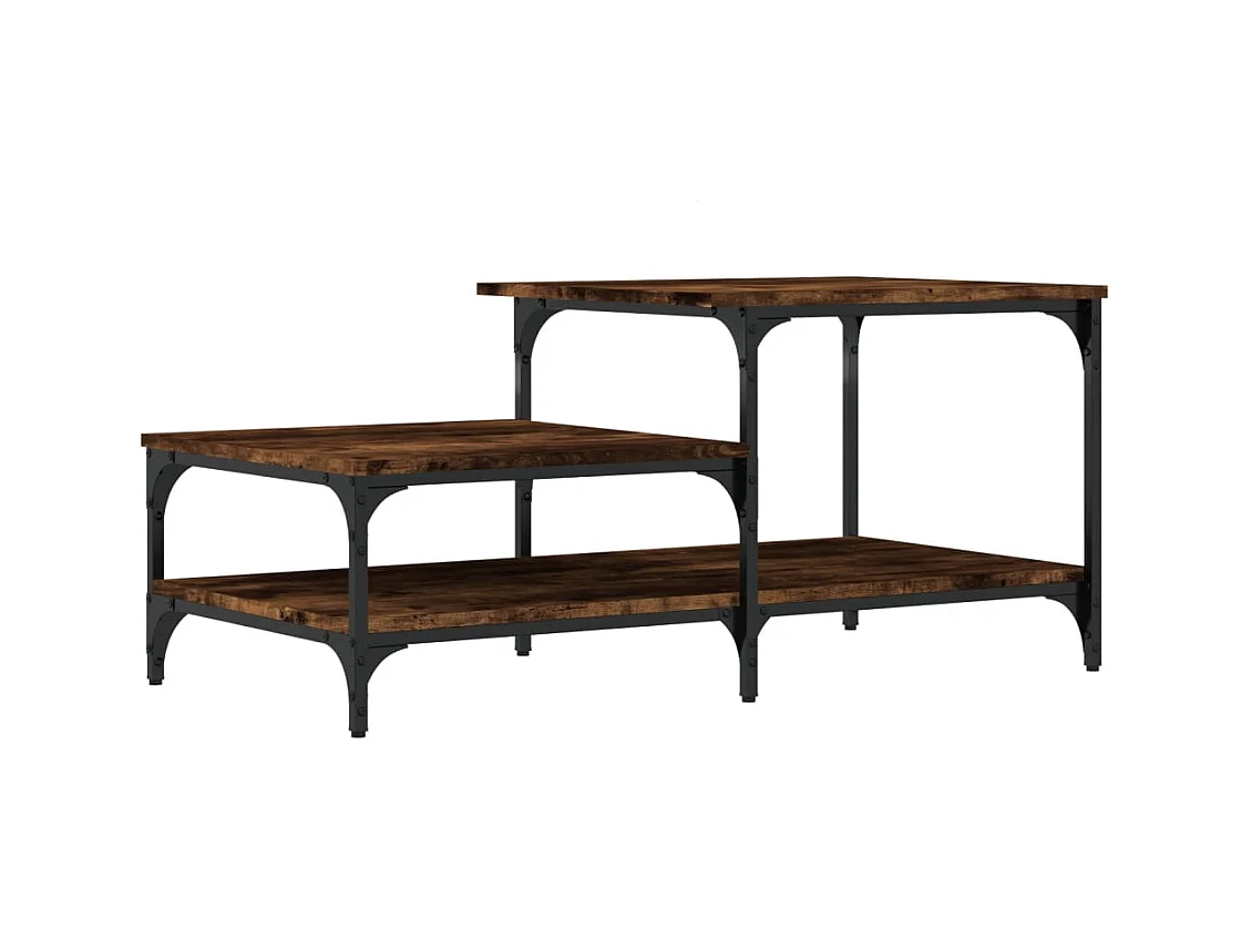 Mesa de centro-Mesa auxiliar con revistero de cuero auténtico 110x50x45 cm SHL2978