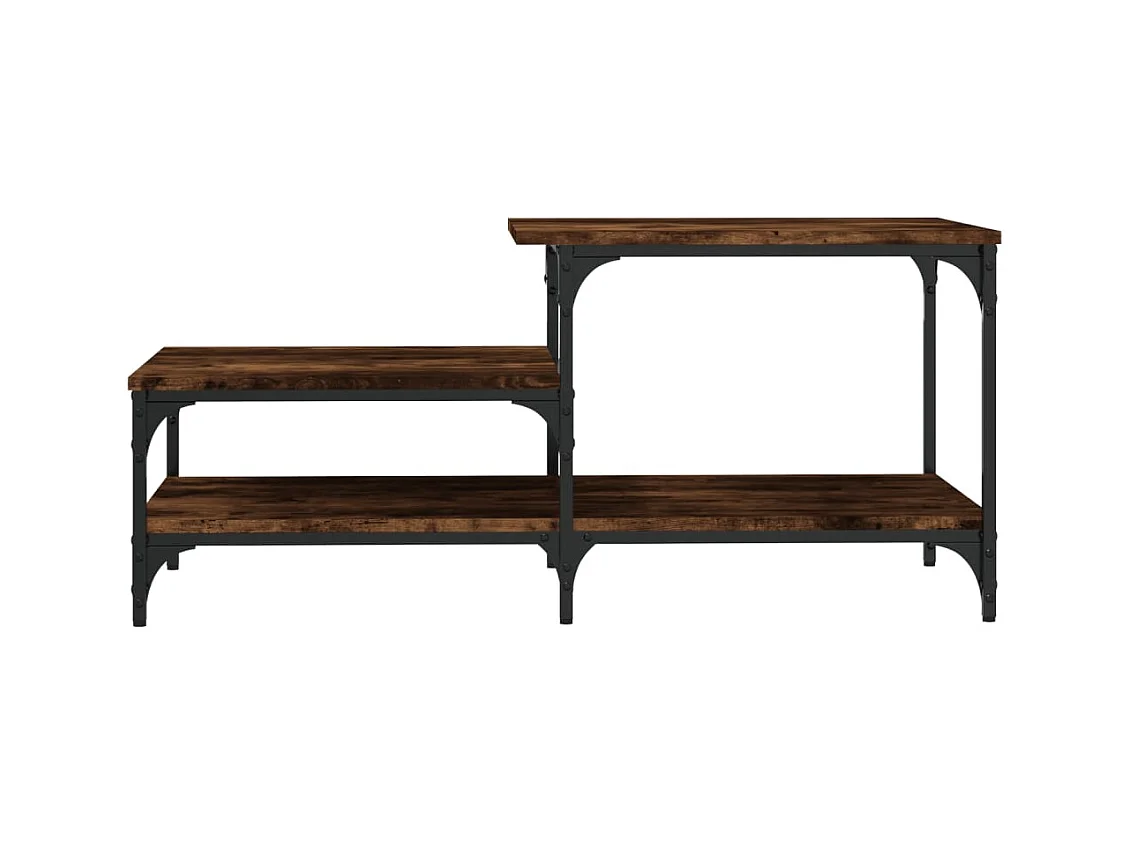 Mesa de centro-Mesa auxiliar con revistero de cuero auténtico 110x50x45 cm SHL2978