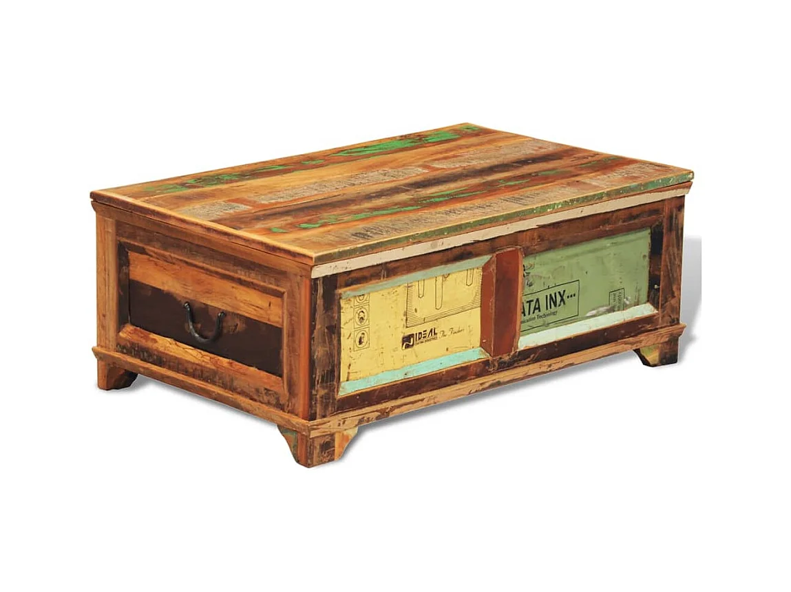 Table basse salon-Table d'appoint avec espace de rangement-vintage-85x50x35 cm Bois recyclé SHL143
