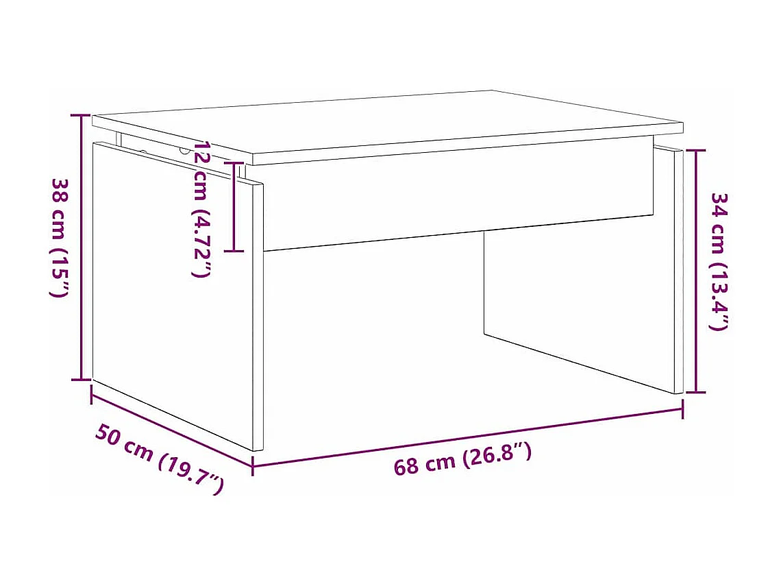 Mesa de centro-Mesa auxiliar-Mesita de centro madera contrachapada gris brillo 103,5x60x35 cm SHL2937