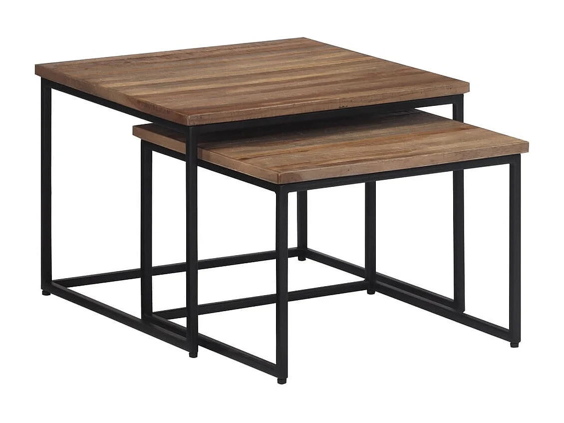 Couchtisch 2er Set-Satztische-Sofatisch Massivholz Teak SHL76352