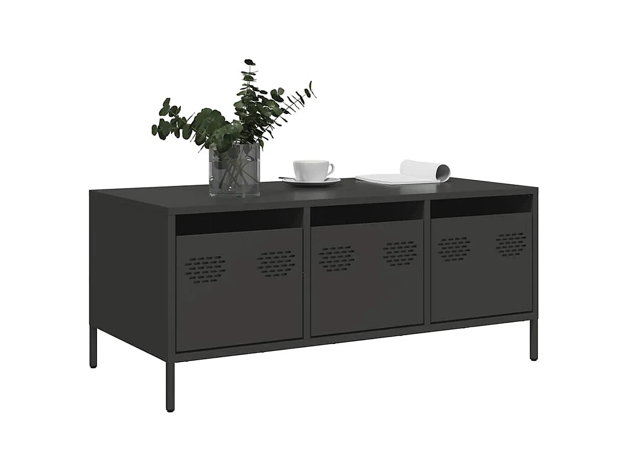 Mesa de centro | Mesa de apoio 101.5x50x43.5 cm aço laminado a frio preto
