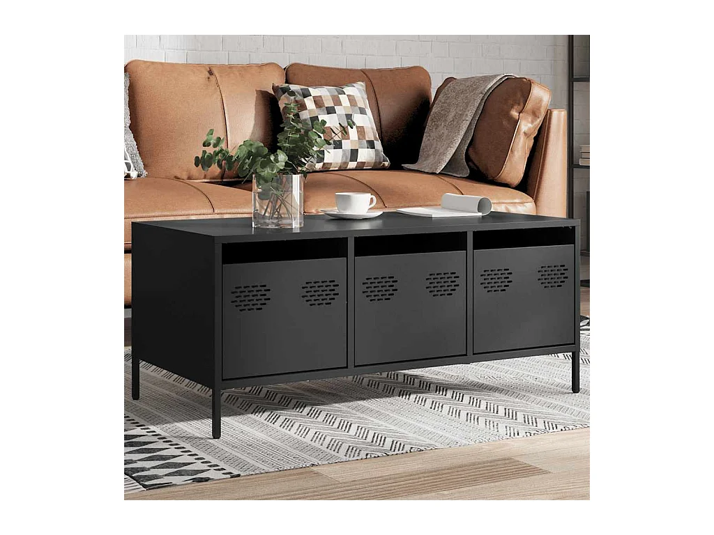 Mesa de centro-Mesa auxiliar madera maciza de pino negro 80x50x40 cm SHL1013