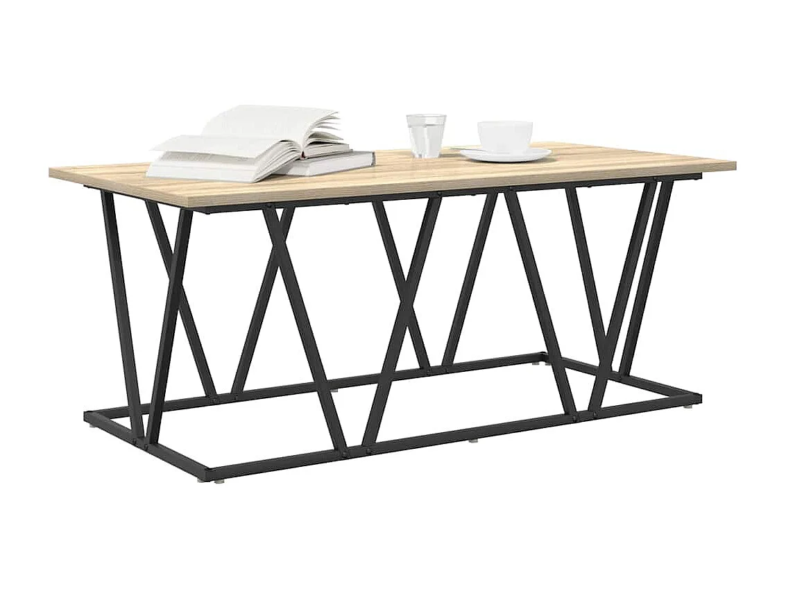 Couchtisch-Wohnzimmertisch-Beistelltische Sonoma-Eiche 100x50x40 cm Sperrholz und Metall SHL7804