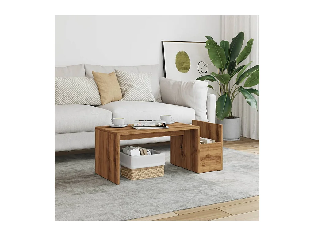 Mesa de centro-Mesa auxiliar madera reciclada y contrachapada 80x50x40 cm SHL257114