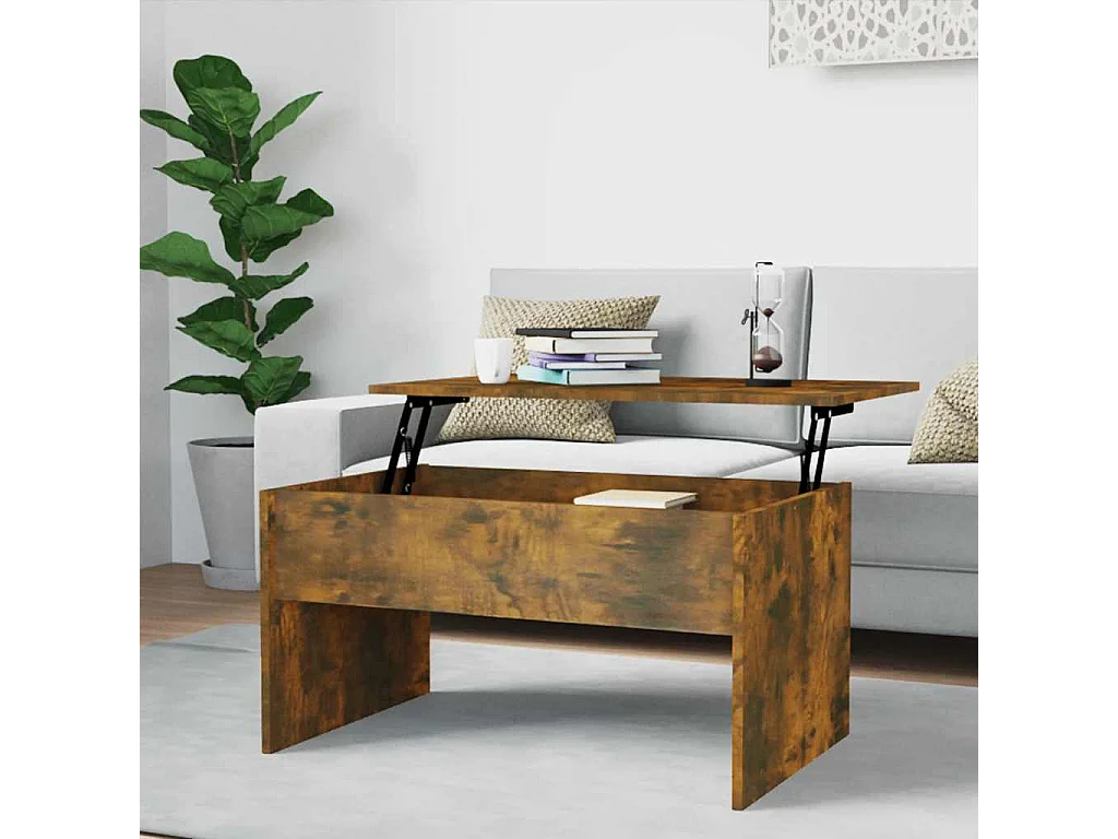 Table basse salon-Table d'appoint Chêne fumé 80x50,5x41,5 cm Bois d'ingénierie SHL20369