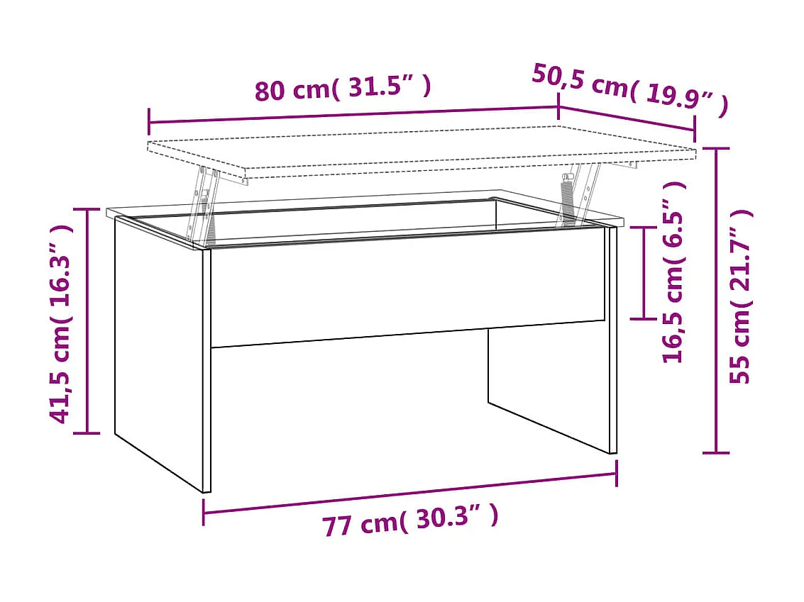 Couchtisch-Sofatisch-Beistelltische Räuchereiche 80x50,5x41,5 cm Holzwerkstoff SHL13886