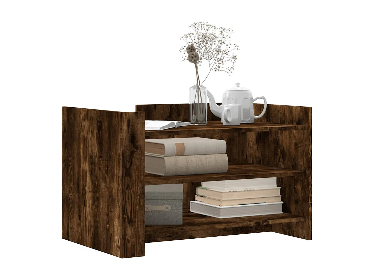 Couchtisch-Wohnzimmertisch-Beistelltische Räuchereiche 80x50x50 cm Holzwerkstoff SHL30545