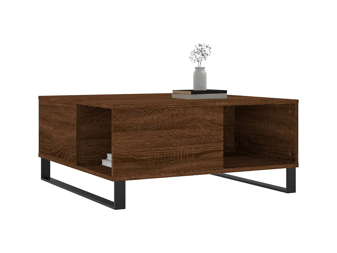 Mesa de centro | Mesa auxiliar madera ingeniería roble ahumado 59,5x59,5x40 cm SHL1529