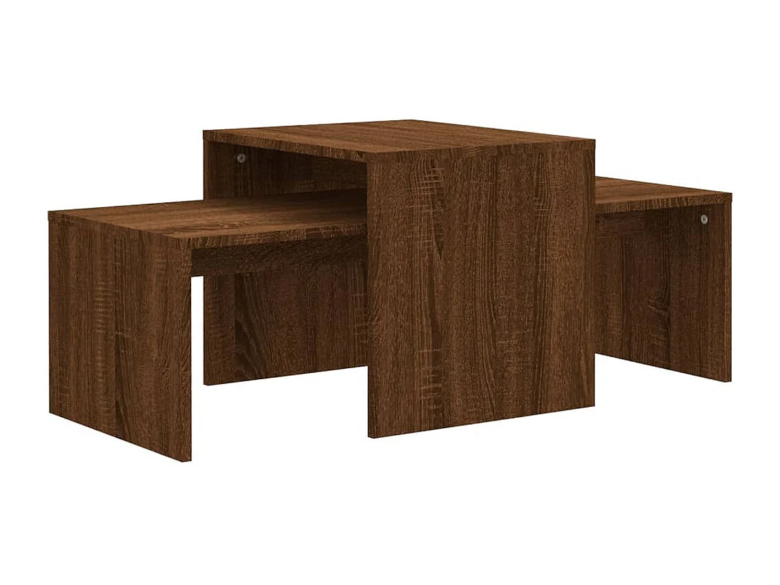 Couchtisch-Sofatisch-Beistelltische Set Braun Eichen-Optik 100x48x40 cm Holzwerkstoff SHL59564