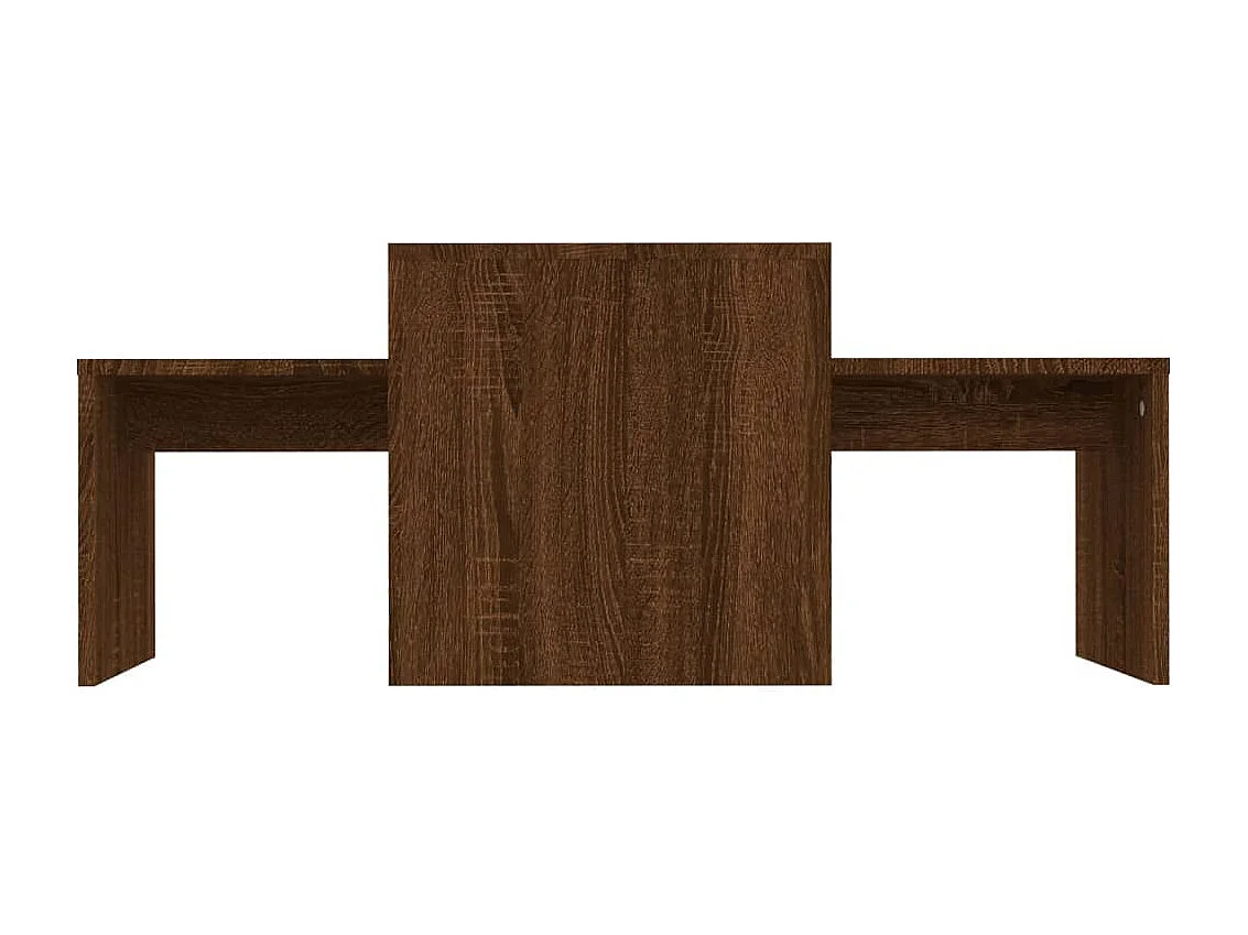Couchtisch-Sofatisch-Beistelltische Set Braun Eichen-Optik 100x48x40 cm Holzwerkstoff SHL59564