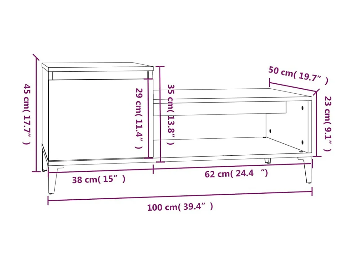 Mesa de centro | Mesa auxiliar madera de ingeniería blanca 60x50x40 cm SHL1913