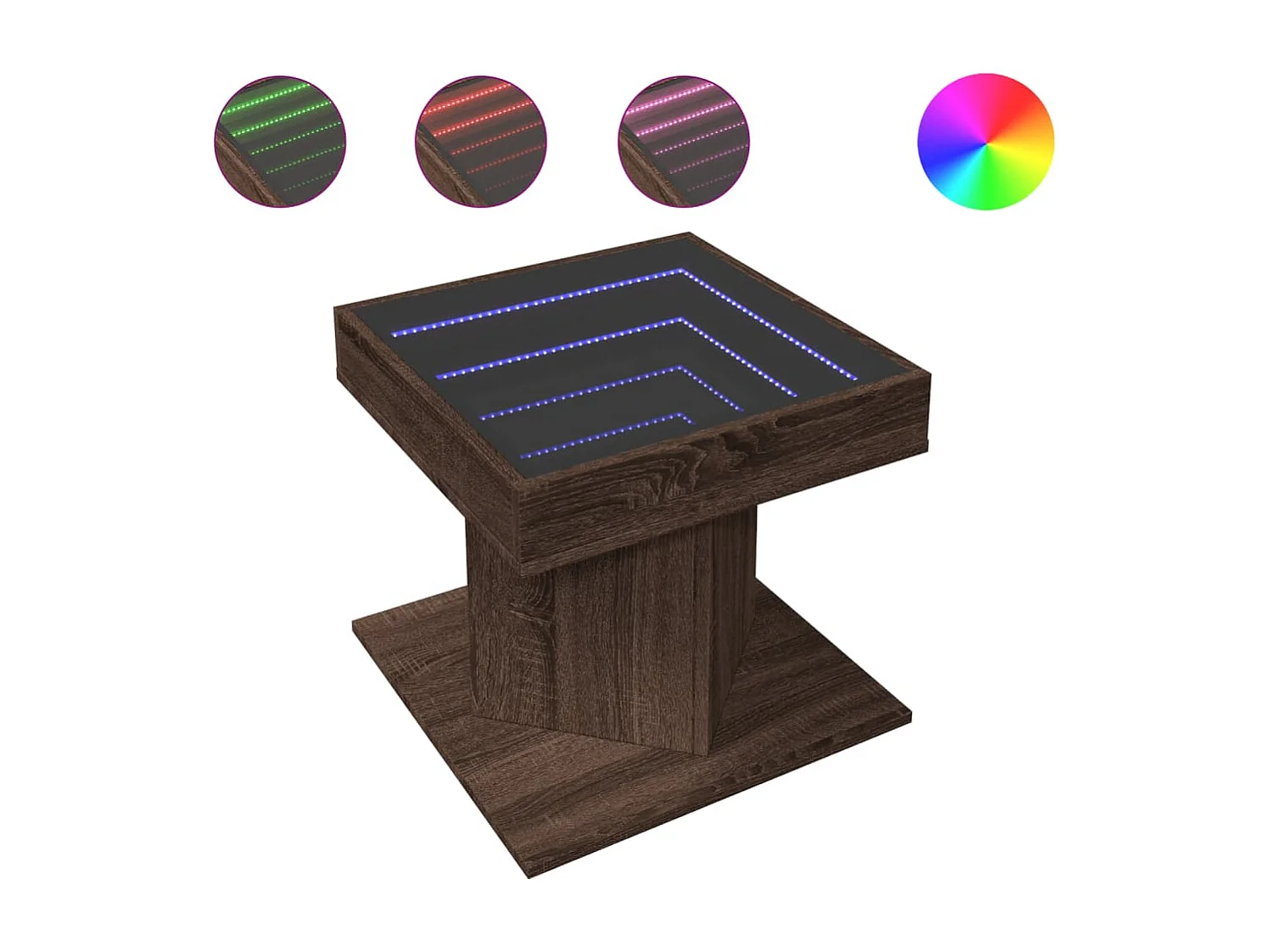 LED Couchtisch-Beistelltische-Sofatisch Braun Eichen-Optik 50x50x45 cm Holzwerkstoff SHL984