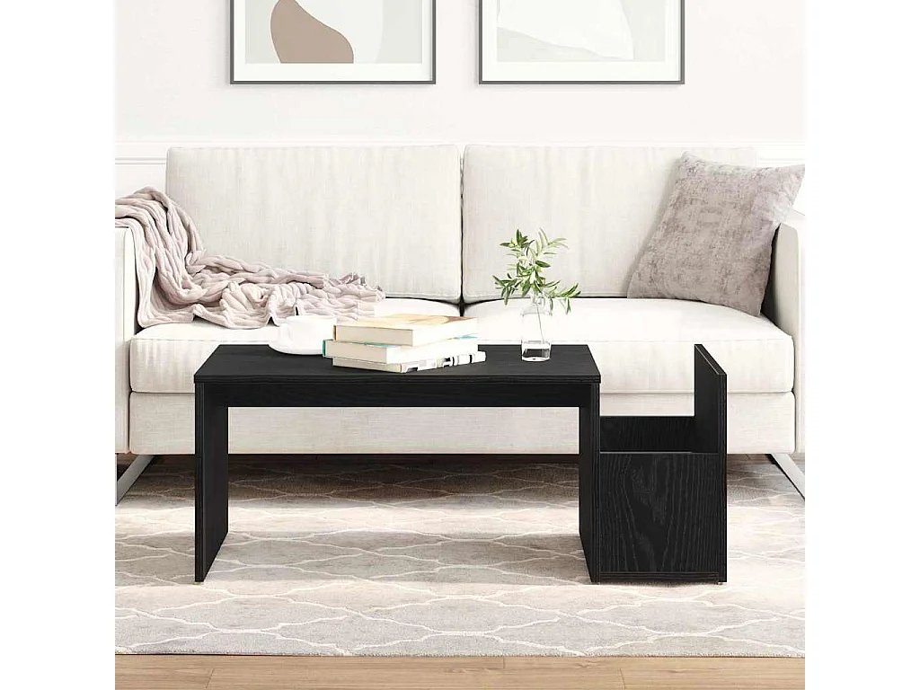 Couchtisch-Wohnzimmertisch-Beistelltische Schwarz Eichen-Optik 90x45x35 cm Holzwerkstoff SHL61068