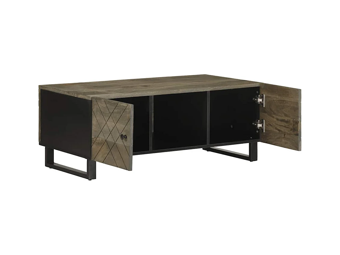 Table basse salon-Table d'appoint noir 100x54x40 cm bois massif de manguier SHL34582
