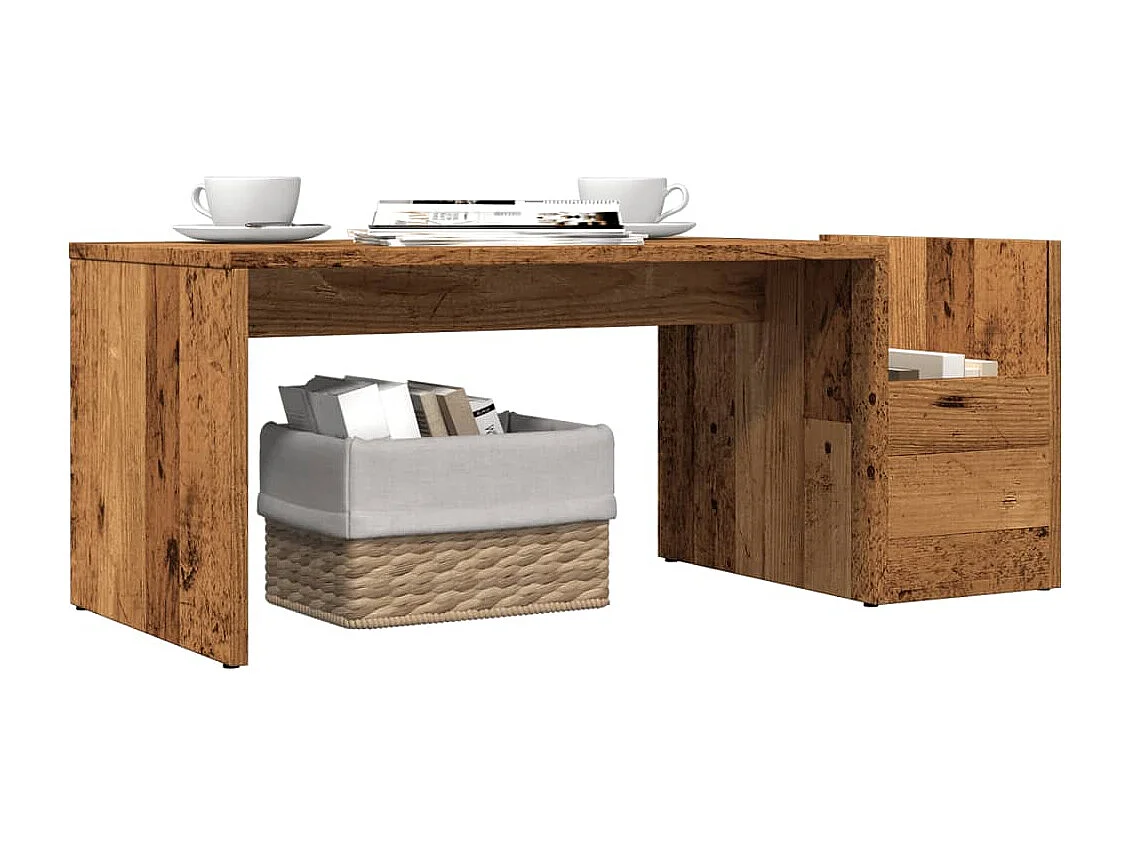 Mesa de centro-Mesa auxiliar madera reciclada y contrachapada 80x50x40 cm SHL2905